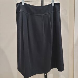 Sz 6 Stretch Black Ann Taylor LOFT A-line Knife Pleated Skirt